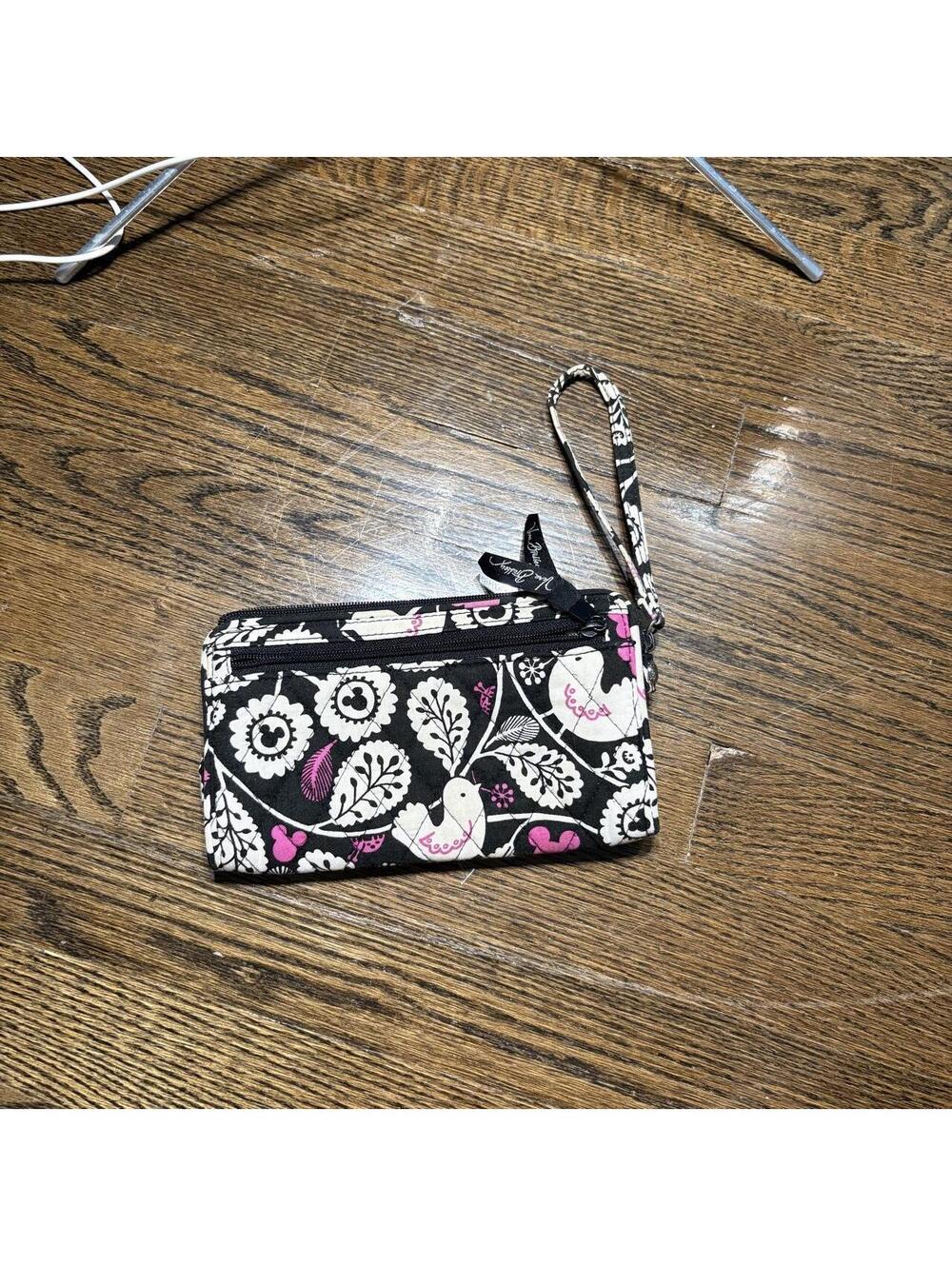 Disney Parks Vera Bradley "Mickey meets Bird" black pink zip wristlet wallet